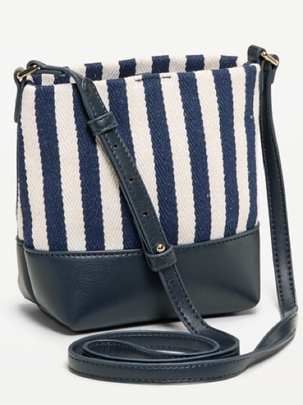 Striped Navy & White Crossbody Mini Bucket Bag Phone Bag